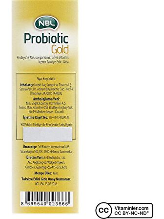 Nbl Probiotic Gold 20 Saşe