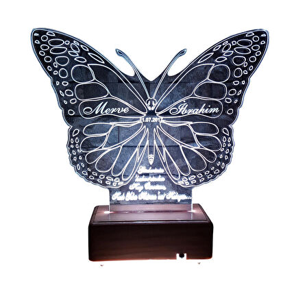 3d Ilizyon Led Lamba Masa Gece Lambası 16 Renk Kumandalı Kelebek Tasarım
