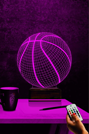 3d Ilizyon Led Lamba Masa Gece Lambası 16 Renk Kumandalı Basketbol Topu