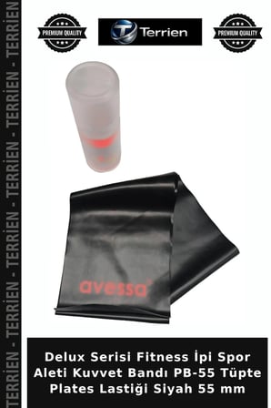 Delux Serisi Fitness İpi Spor Aleti Kuvvet Bandı PB-55 Tüpte Plates Lastiği Siyah 55 mm