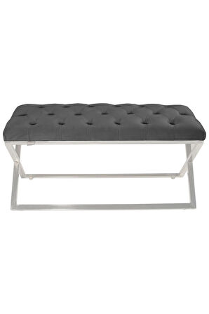 Varcera Silver Bench Çapraz Metal Ayaklı Kapitoneli Model Gri Puf