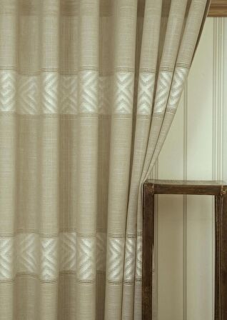 Massarelli VRC Desen Keten Tül Bej Rengi  1-3 Sık Pile 