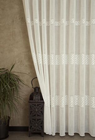 Massarelli VRC Desen Keten Tül Ekru  1-2 Seyrek Pile 