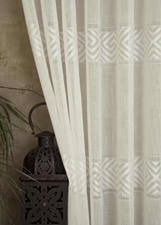 Massarelli VRC Desen Keten Tül Ekru  1-2 Seyrek Pile 