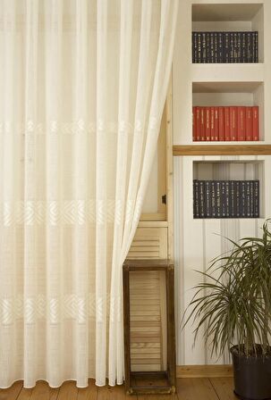 Massarelli VRC Desen Keten Tül Krem  1-2,5 Orta Sık Pile 