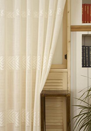 Massarelli VRC Desen Keten Tül Krem  1-2 Seyrek Pile 