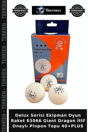 Delux Serisi Ekipman Oyun Raket 63066 Giant Dragon İttf Onaylı Pinpon Topu 40+PLUS