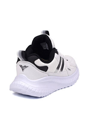 Unisex Beyaz Siyah Bağcıklı Esnek Hafif Günlük Sneaker Spor Ayakkabı