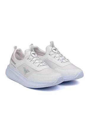 Erkek Beyaz Bağcıksız Esnek Çok Hafif Günlük Sneaker Spor Ayakkabı