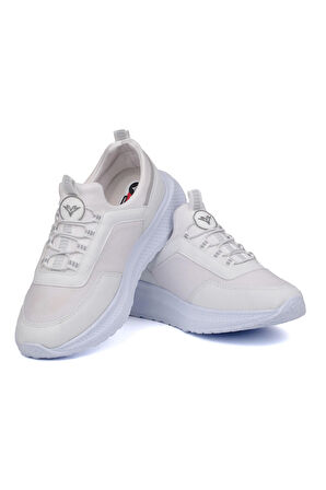 Erkek Beyaz Bağcıksız Esnek Çok Hafif Günlük Sneaker Spor Ayakkabı