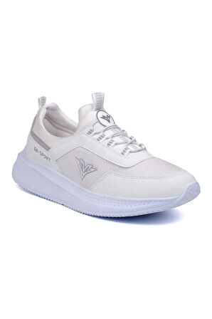Erkek Beyaz Bağcıksız Esnek Çok Hafif Günlük Sneaker Spor Ayakkabı