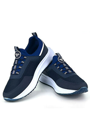 Erkek Lacivert Bağcıksız Esnek Çok Hafif Günlük Sneaker Spor Ayakkabı