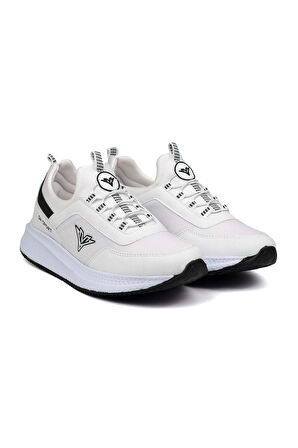 Erkek Beyaz Siyah Bağcıksız Esnek Çok Hafif Günlük Sneaker Spor Ayakkabı