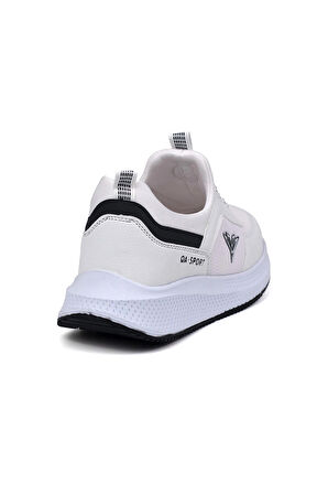 Erkek Beyaz Siyah Bağcıksız Esnek Çok Hafif Günlük Sneaker Spor Ayakkabı