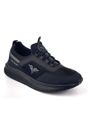 Erkek Siyah Bağcıksız Esnek Çok Hafif Günlük Sneaker Spor Ayakkabı