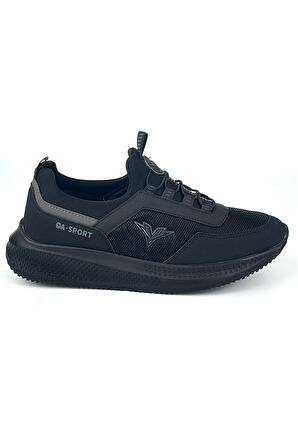 Erkek Siyah Bağcıksız Esnek Çok Hafif Günlük Sneaker Spor Ayakkabı