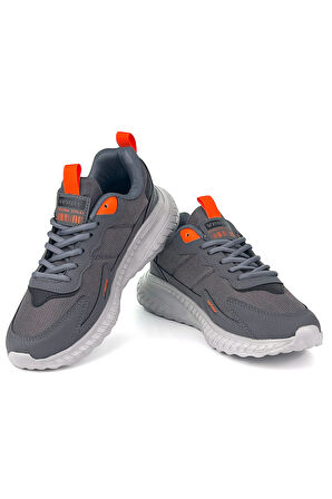Unisex Füme Oranj Bağcıklı Esnek Hafif Günlük Sneaker Spor Ayakkabı