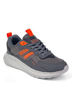Unisex Füme Oranj Bağcıklı Esnek Hafif Günlük Sneaker Spor Ayakkabı