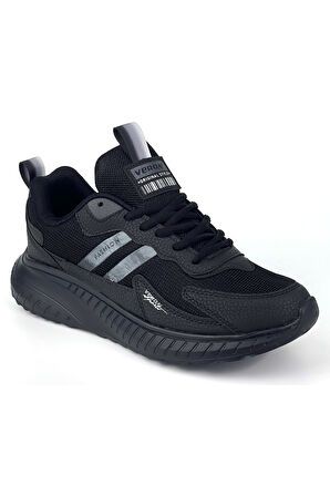 Unisex Siyah Bağcıklı Esnek Hafif Günlük Sneaker Spor Ayakkabı