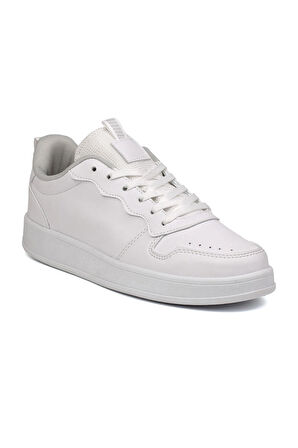 Unisex Beyaz Bağcıklı Rahat Günlük Sneaker Spor Ayakkabı