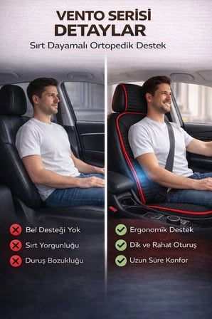 Peugeot 3008 2016 ve Sonrası Uyumlu Vento Serisi Siyah Kırmızı 2'li Minder Seti