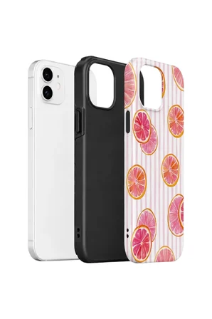 iPhone 11 Vorian Çift Katmanlı Kılıf Pink Grapefruit Garden