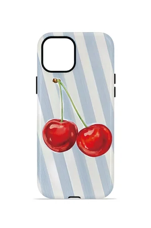 iPhone 11 Vorian Çift Katmanlı Kılıf Cherry Blue Stripe
