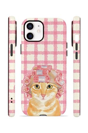 iPhone 11 Vorian Çift Katmanlı Kılıf Pink Picnic Cat
