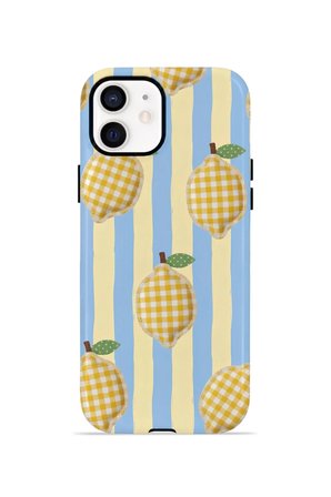 iPhone 12 Vorian Çift Katmanlı Kılıf Gingham Lemon Grove