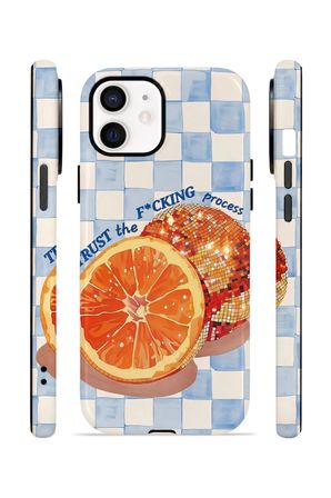 iPhone 12 Vorian Çift Katmanlı Kılıf Orange Press Collage