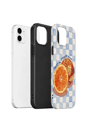 iPhone 12 Vorian Çift Katmanlı Kılıf Orange Press Collage