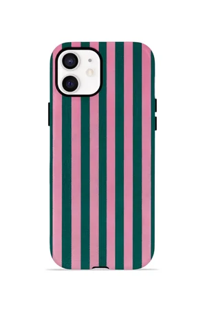 iPhone 12 Vorian Çift Katmanlı Kılıf Pink Navy Cabana