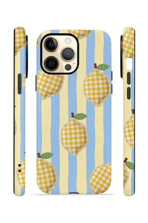 iPhone 12 Pro Vorian Çift Katmanlı Kılıf Gingham Lemon Grove