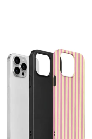 iPhone 12 Pro Max Vorian Çift Katmanlı Kılıf Pink Lemon Pinstripe