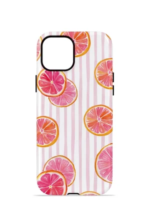 iPhone 13 Vorian Çift Katmanlı Kılıf Pink Grapefruit Garden