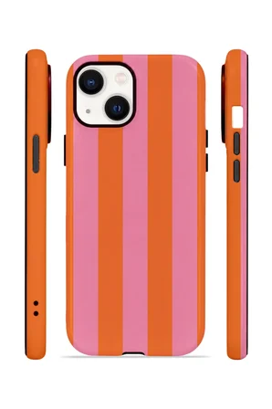 iPhone 13 Vorian Çift Katmanlı Kılıf Tangerine Rose Stripe