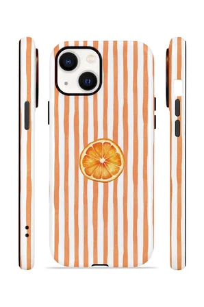 iPhone 14 Vorian Çift Katmanlı Kılıf Orange Slice Stripe
