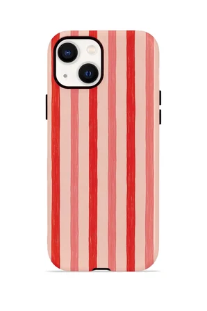 iPhone 15 Vorian Çift Katmanlı Kılıf Coral Cream Stripe