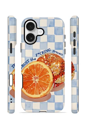 iPhone 16 Vorian Çift Katmanlı Kılıf Orange Press Collage