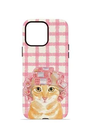 iPhone 13 Pro Max Vorian Çift Katmanlı Kılıf Pink Picnic Cat
