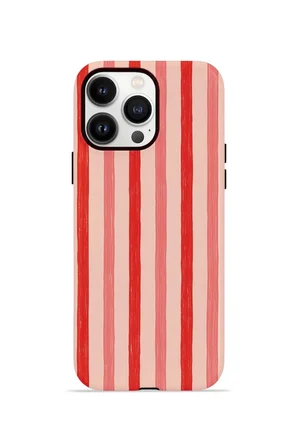 iPhone 14 Pro Max Vorian Çift Katmanlı Kılıf Coral Cream Stripe