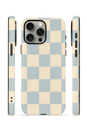 iPhone 15 Pro Vorian Çift Katmanlı Kılıf Powder Blue Checker