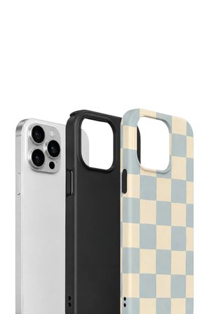 iPhone 15 Pro Vorian Çift Katmanlı Kılıf Powder Blue Checker