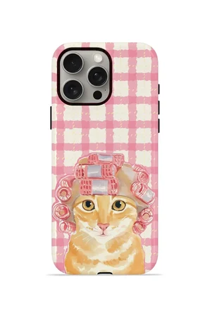 iPhone 15 Pro Vorian Çift Katmanlı Kılıf Pink Picnic Cat