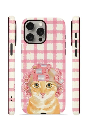 iPhone 15 Pro Vorian Çift Katmanlı Kılıf Pink Picnic Cat