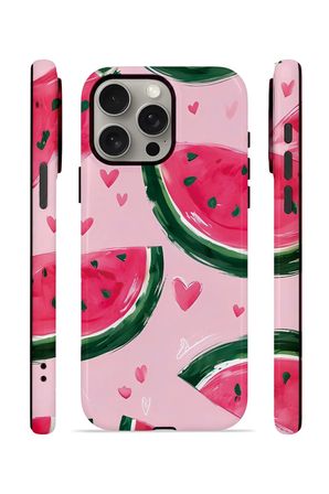 iPhone 15 Pro Max Vorian Çift Katmanlı Kılıf Watermelon Hearts