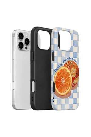 iPhone 16 Pro Vorian Çift Katmanlı Kılıf Orange Press Collage