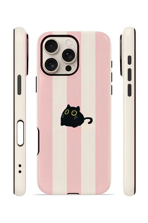 iPhone 16 Pro Vorian Çift Katmanlı Kılıf Midnight Cat Stripe