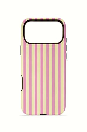 iPhone 17 Pro Vorian Çift Katmanlı Kılıf Pink Lemon Pinstripe