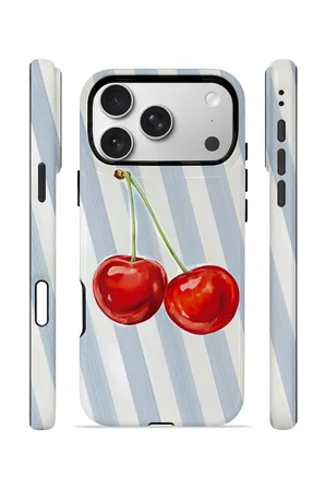 iPhone 17 Pro Vorian Çift Katmanlı Kılıf Cherry Blue Stripe